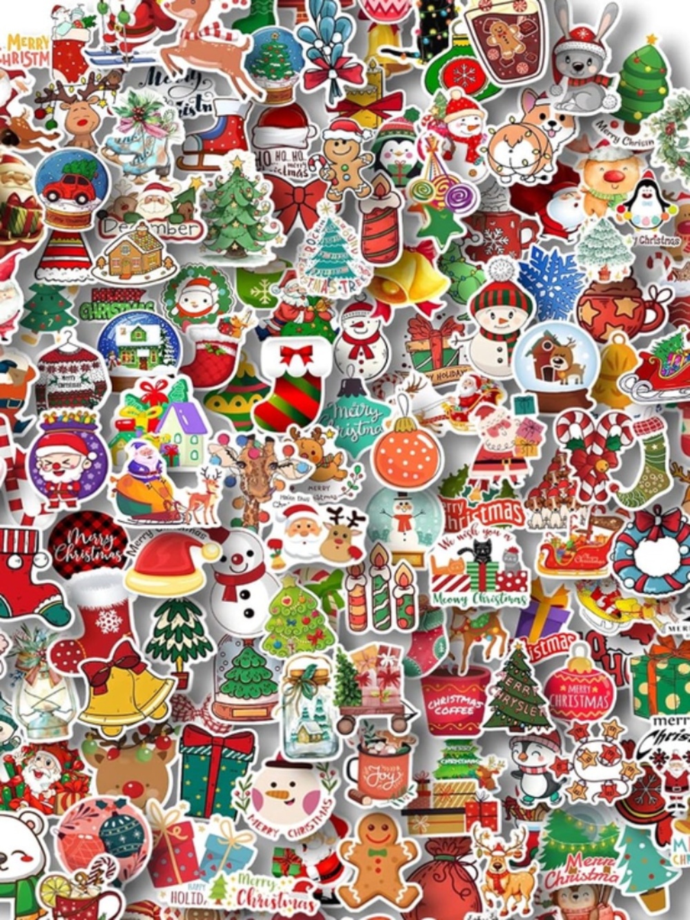 25 Christmas Holiday Vinyl Stickers 2-3" | Santa Snowman Tree Holiday Decals